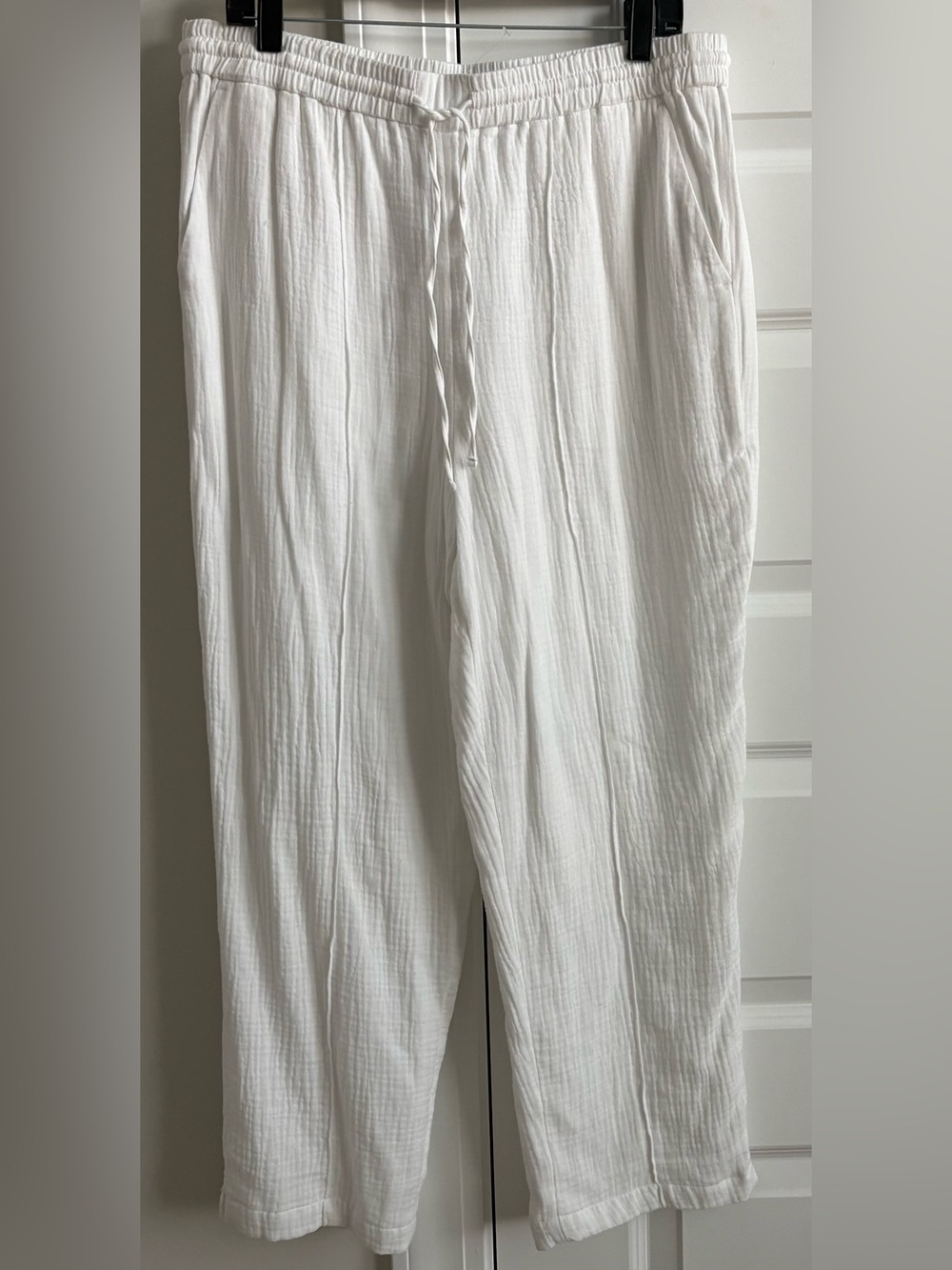 Lightweight Lined Guaze White Drawstring Pants